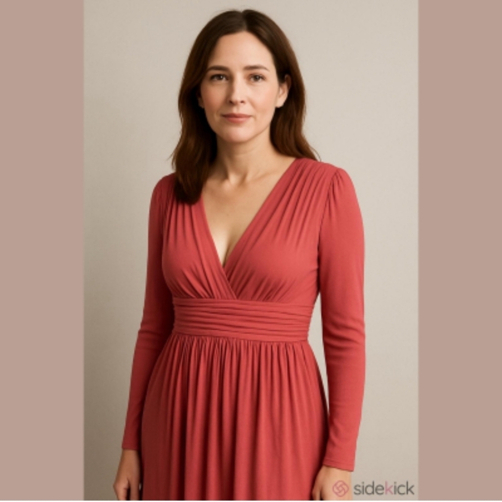 ROBERT RODRIGUEZ | V-neck dress midi Maroon PINK RED  sz 4